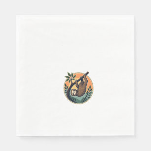 Serviette En Papier Vecteur de paresseux vintage Badge rétro faune 2