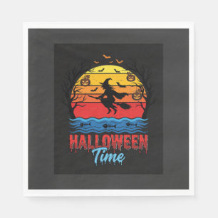 Serviette En Papier Vecteur de sorcière de coucher de soleil d'Hallowe