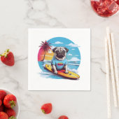 Serviette En Papier Vector dog surf dans les vagues (En situation)