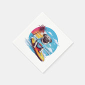 Serviette En Papier Vector dog surf dans les vagues (Coin)