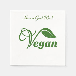 Serviette En Papier Vegan Logo Leaf, prendre un bon repas