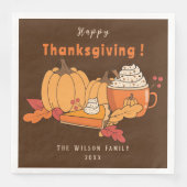 Serviette En Papier Vegan Thanksgiving papier Brown Napkin (Devant)