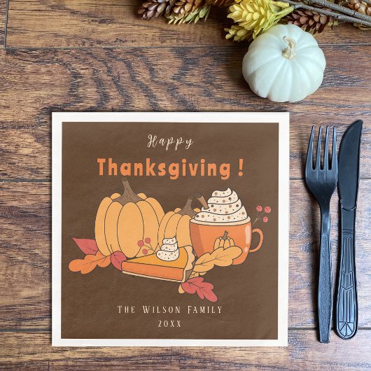 Serviette En Papier Vegan Thanksgiving papier Brown Napkin