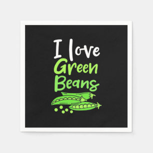 Serviette En Papier Végétarien J'aime les Haricots Verts