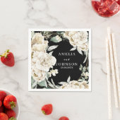 Serviette En Papier Végétation botanique noire mariage d'hiver simple (En situation)