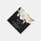 Serviette En Papier Végétation botanique noire mariage d'hiver simple (Coin)