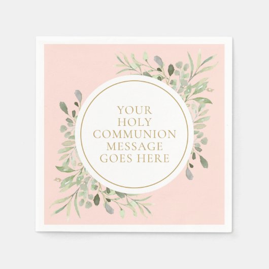 Serviette En Papier Végétation de la Sainte Communion rose pâle (Devant)