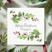 Serviette En Papier Végétation de Noël Baies rouges Papier Napkin