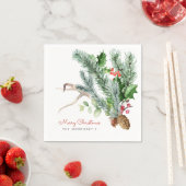 Serviette En Papier Végétation d'hiver Pinecone Antler Berries vacance (En situation)
