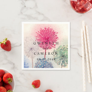 Serviette En Papier Végétation dorée Succulente Dusty Blue Mariage N