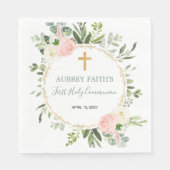 Serviette En Papier Végétation en or rose eucalyptus Première Communio (Devant)