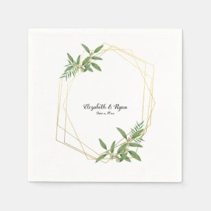 Serviette En Papier Végétation, Eucalyptus, Géométrique Or, Personnali