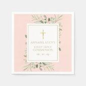 Serviette En Papier Végétation rose pâle Première Communion Sainte (Devant)