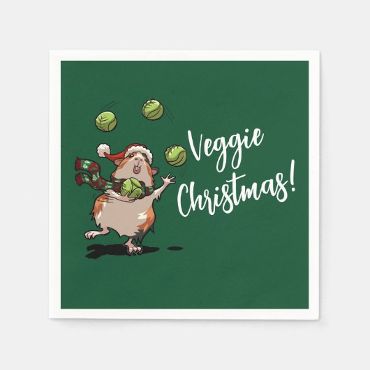 Serviette En Papier Véguin Noël ! Guinéen Pig En Jonglage Des Germes (Devant)