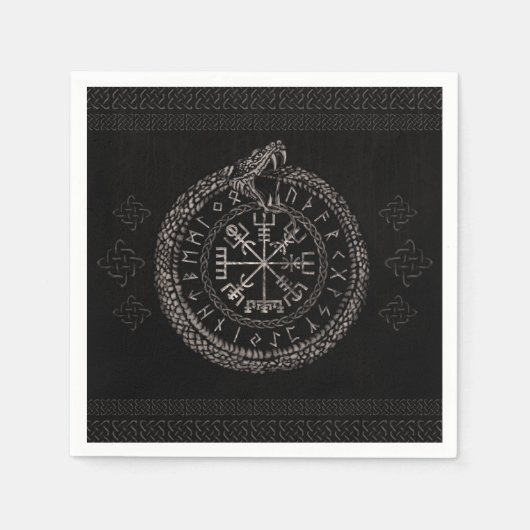 Serviette En Papier Vegvisir avec Ouroboros et runes (Devant)