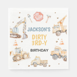 Serviette En Papier Véhicules Construction jaune sale 3ème anniversair