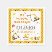 Serviette En Papier Véhicules de construction Jaune garçon fête d'anni (Devant)