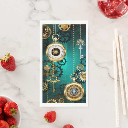 Serviette En Papier Veille bijoux Steampunk sur un Arrière - plan vert (En situation)