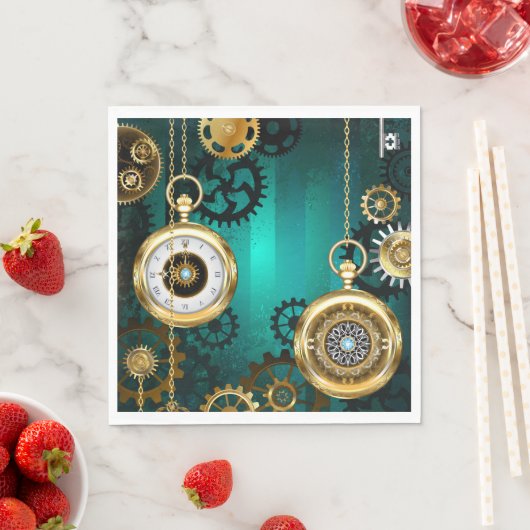 Serviette En Papier Veille bijoux Steampunk sur un Arrière - plan vert (En situation)