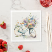 Serviette En Papier Vélo Avec Panier À Fleurs (En situation)