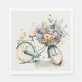 Serviette En Papier Vélo Avec Panier À Fleurs (Devant)