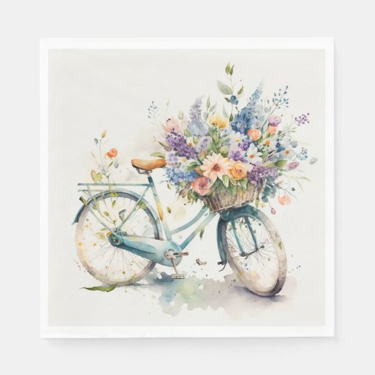 Serviette En Papier Vélo Avec Panier À Fleurs (Devant)