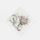 Serviette En Papier Vélo Avec Panier À Fleurs (Coin)