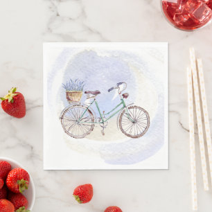 Serviette En Papier Vélo bleu rustique Lavender Floral
