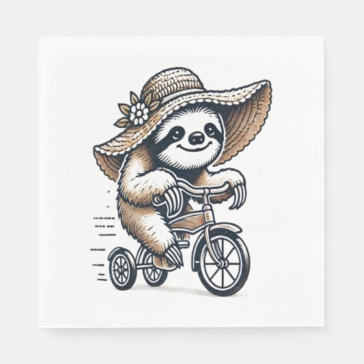 Serviette En Papier Vélo d'équitation Sloth (Devant)