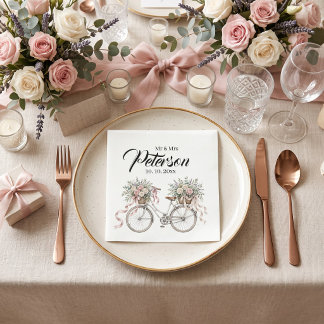 Serviette En Papier Vélo floral aquarelle vintage