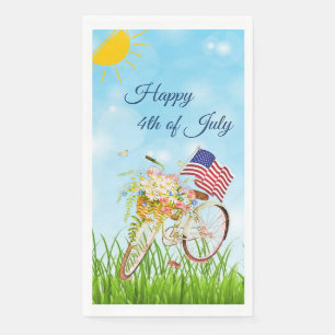 Serviette En Papier Vélo heureux 4 juillet avec drapeau  