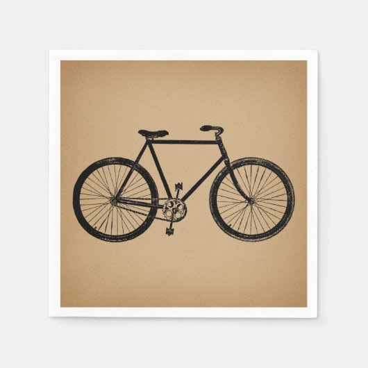 Serviette En Papier Vélo Illustration Vélo Brown Vintage (Devant)