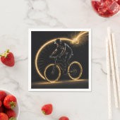 Serviette En Papier Vélo Néon Glow Gold Avec Traînées Lumineuses (En situation)