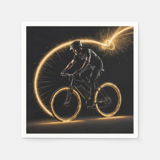 Serviette En Papier Vélo Néon Glow Gold Avec Traînées Lumineuses (Devant)