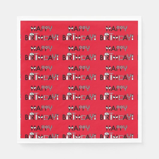 Serviette En Papier Vélo personnalisé Thème Carrelé Graphisme Annivers (Devant)