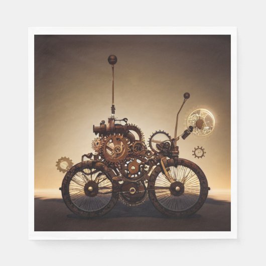 Serviette En Papier Vélo Steampunk avec engrenages (Devant)