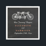Serviette En Papier Vélo Tandem Sur Mariage Chalkboard<br><div class="desc">Ces serviettes en papier sont parfaites pour tout couple qui planifie une fête mariage romantique. Le design est composé d'un arrière - plan à effet de tableau de bord branché avec un design de moto en tandem mignon. Le simple modèle peut être personnalisé pour votre événement spécial et ferait l'article...</div>