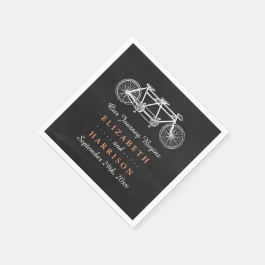 Serviette En Papier Vélo Tandem Sur Mariage Chalkboard (Coin)