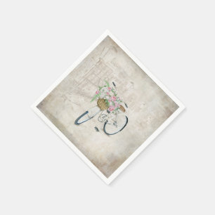Serviette En Papier Vélo Vintage avec panier rose