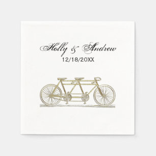 Serviette En Papier Vélo vintage Construit Pour Deux / Tandem Vélo Or