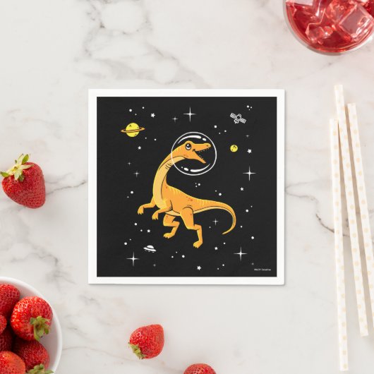 Serviette En Papier Velocirapos Jaune Et Orange Dans L'Espace (En situation)