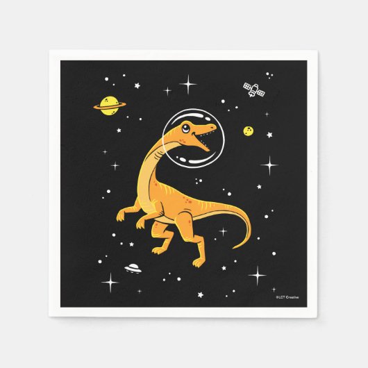 Serviette En Papier Velocirapos Jaune Et Orange Dans L'Espace (Devant)