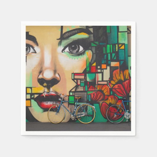Serviette En Papier Vélos sur le mur de Graffiti (Devant)