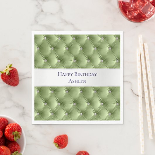 Serviette En Papier Velours Luxueux Glam Vert Sauge (En situation)