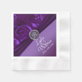 Serviette En Papier Velours Plum Violet Comme Vine Monogram Mariage (Devant)
