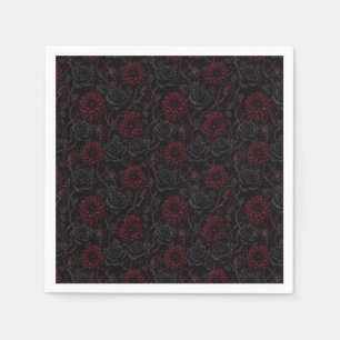Serviette En Papier Velvet Macabre Roses Noires Gothiques & Dahlia Cra