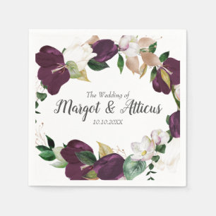 Serviette En Papier Velvet Magnolia Plum Mariage
