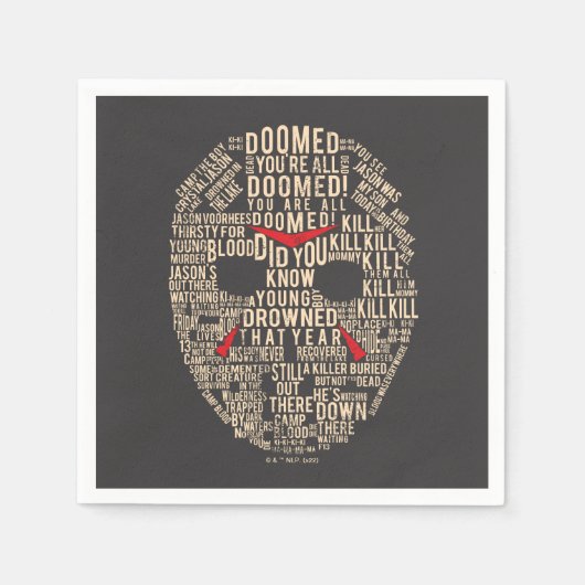 Serviette En Papier Vendredi 13 | Masque de hockey typographique (Devant)