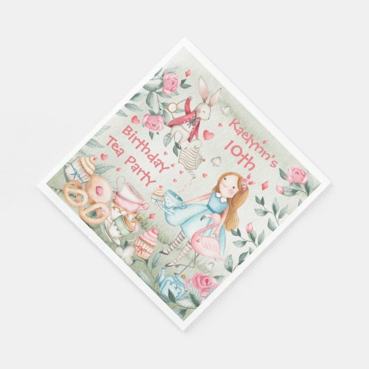 Serviette En Papier Venez À Mon Anniversaire Tea Party (Coin)