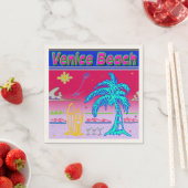 Serviette En Papier "Venice Beach" Surfer Napkins (En situation)